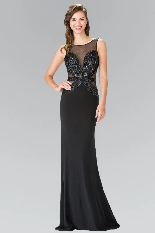 formal dresses with lace necklines for feminine touch --Black Beaded Illusion Dress with Open Back by Elizabeth K GL2234 formal dresses with lace necklines for feminine touch --Black Beaded Illusion Dress with Open Back by Elizabeth K GL2234