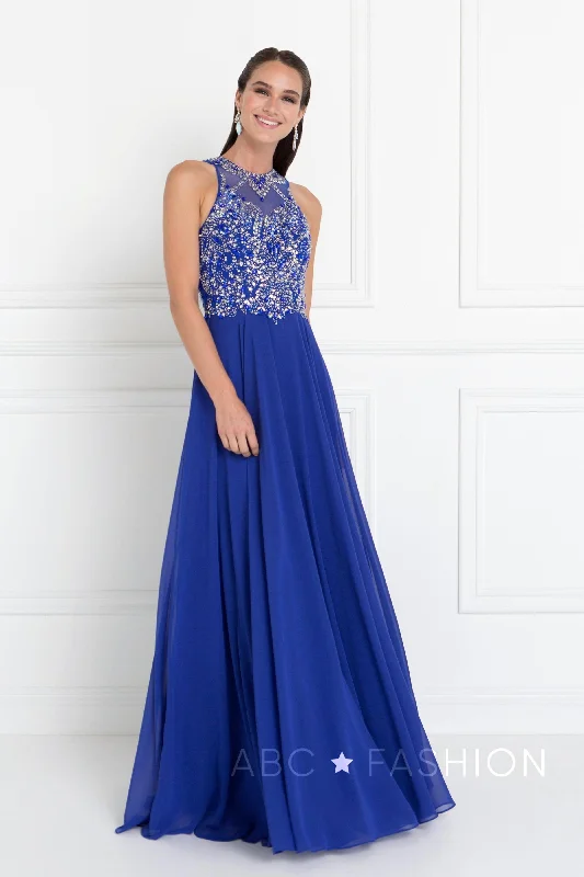 formal dresses for winter balls with faux fur accents --Long Dress with Jeweled Bodice by Elizabeth K GL1572 formal dresses for winter balls with faux fur accents --Long Dress with Jeweled Bodice by Elizabeth K GL1572