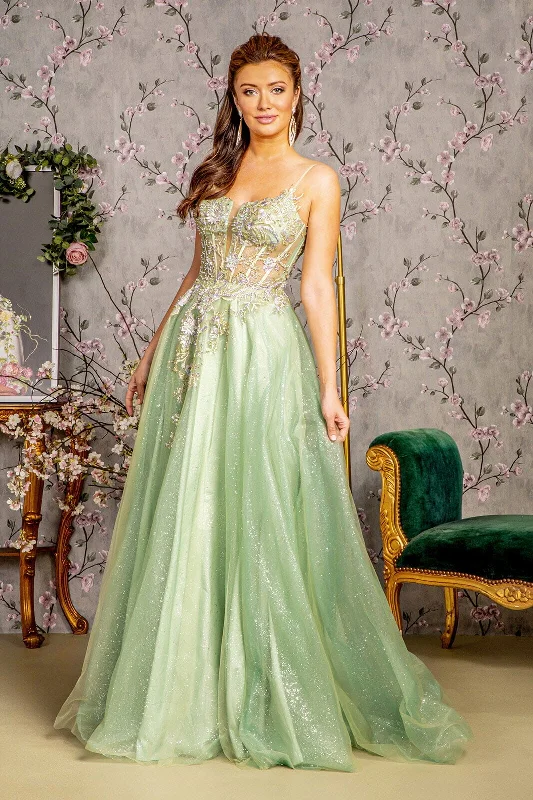 cocktail dresses with asymmetrical hemlines for trendy looks --Applique Sleeveless Corset A-line Gown by GLS Gloria GL3377 cocktail dresses with asymmetrical hemlines for trendy looks --Applique Sleeveless Corset A-line Gown by GLS Gloria GL3377