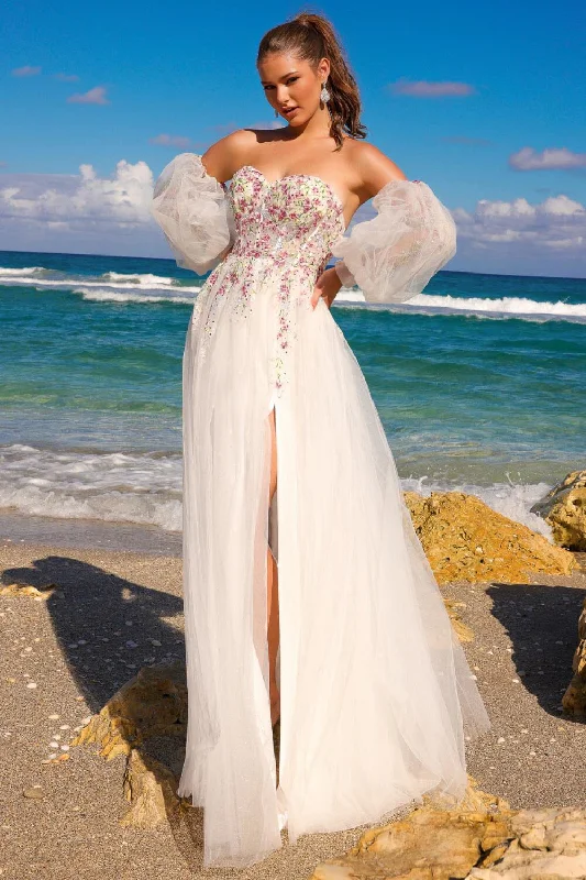 cocktail dresses with ruched sides for slimming effect --Floral Embroidered A-line Slit Gown by Amelia Couture SU070 cocktail dresses with ruched sides for slimming effect --Floral Embroidered A-line Slit Gown by Amelia Couture SU070