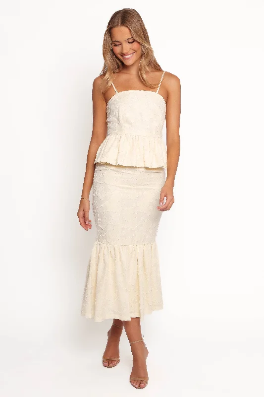 bridesmaid dresses with chiffon pleats for elegant flow --Xami Skirt Set - Pale Yellow bridesmaid dresses with chiffon pleats for elegant flow --Xami Skirt Set - Pale Yellow
