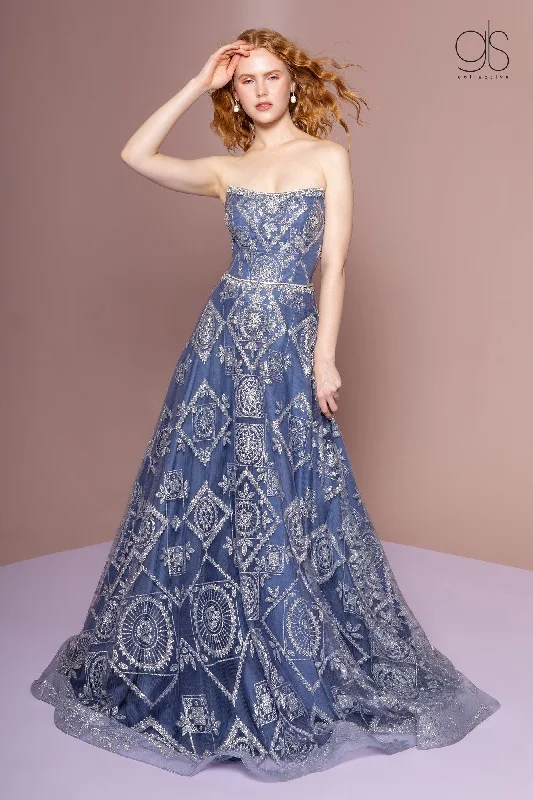 cocktail dresses for petite women with A-line skirts --Bead Embellished Long Strapless A-Line Dress by Elizabeth K GL2650 cocktail dresses for petite women with A-line skirts --Bead Embellished Long Strapless A-Line Dress by Elizabeth K GL2650