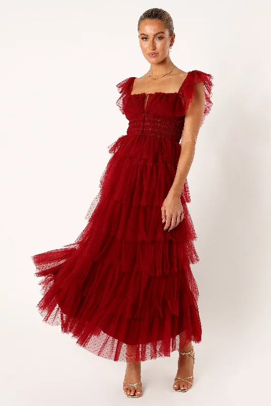 formal dresses with adjustable straps for custom fit --Belle Maxi Dress - Burgundy