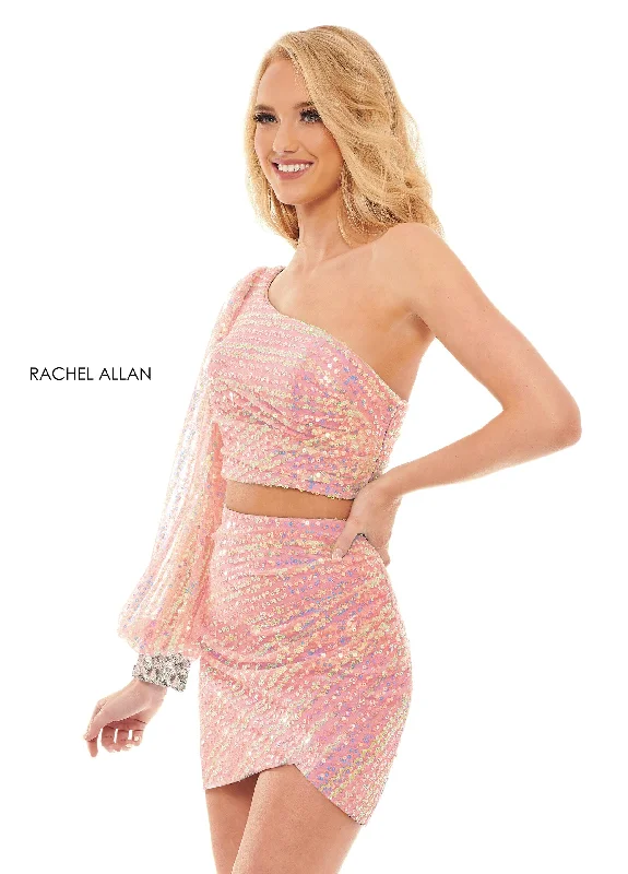 Vibrant purple dresses for evening cocktail parties -Short Long Sleeve 2-Piece Dress by Rachel Allan 40174 Vibrant purple dresses for evening cocktail parties -Short Long Sleeve 2-Piece Dress by Rachel Allan 40174