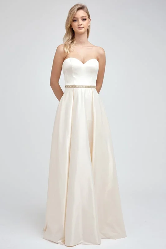 formal dresses with built-in bras for added support --Long Strapless Satin Dress by Juliet 688 - Outlet formal dresses with built-in bras for added support --Long Strapless Satin Dress by Juliet 688 - Outlet