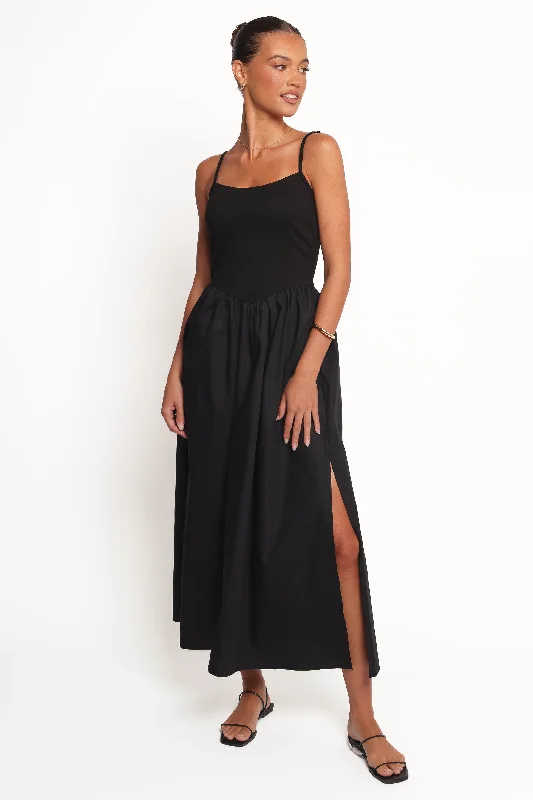 Light cotton spring dresses for warm days -Jacinta Maxi Dress - Black