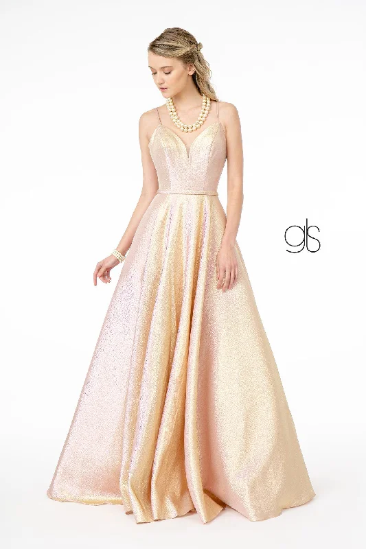 cocktail dresses with floral embroidery for romantic occasions --Long Iridescent Glitter Dress with Corset Back by Elizabeth K GL2951 cocktail dresses with floral embroidery for romantic occasions --Long Iridescent Glitter Dress with Corset Back by Elizabeth K GL2951