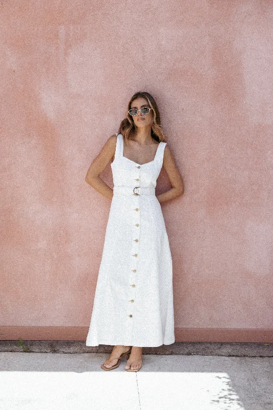 Spring dresses with bold patterns for a statement look -Jennings Midi Dress - White