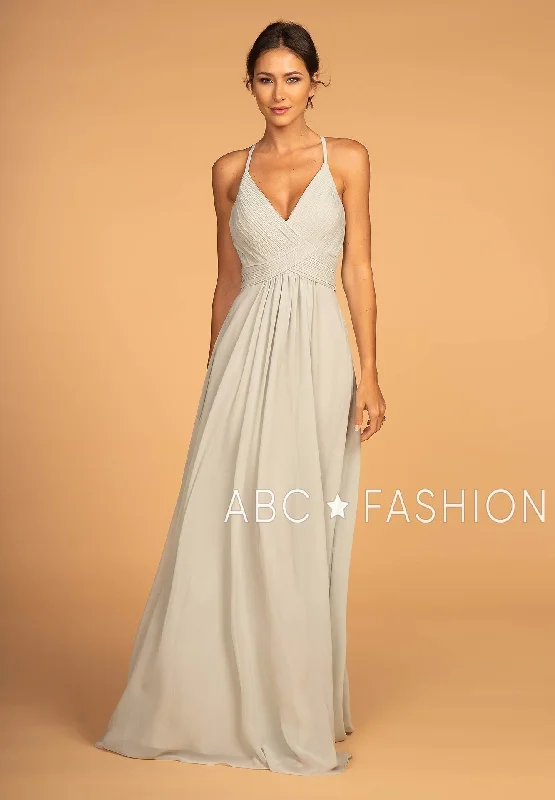 bridesmaid dresses with adjustable straps for comfort --Long V-Neck Chiffon Dress with Pleated Bodice by Elizabeth K GL2609 bridesmaid dresses with adjustable straps for comfort --Long V-Neck Chiffon Dress with Pleated Bodice by Elizabeth K GL2609