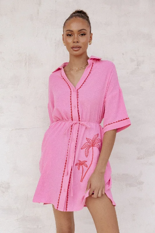 Unique printed dresses for theme parties -Fabiola Mini Dress - Pink
