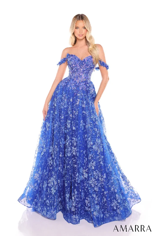 cocktail dresses with lace backs for intricate detail --Glitter Sleeveless A-line Gown by Amarra 88321 - Outlet
