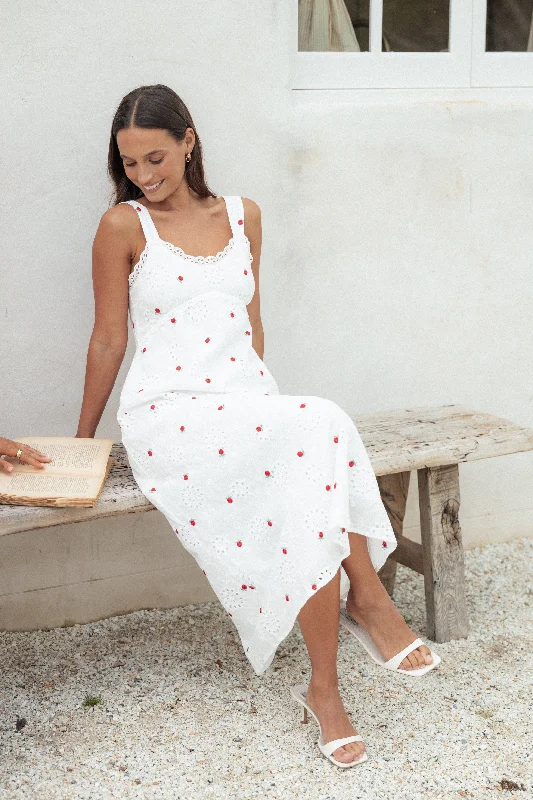 Graduation dresses with sequins for a glamorous effect -Salli Midi Dress - White/Red Graduation dresses with sequins for a glamorous effect -Salli Midi Dress - White/Red