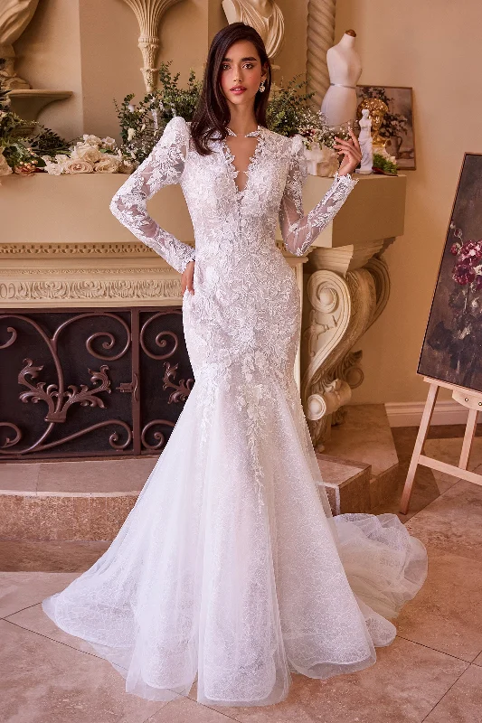 Chic and simple wedding guest dresses for minimalists -Long Sleeve Mermaid Bridal Gown by Ladivine WL036 Chic and simple wedding guest dresses for minimalists -Long Sleeve Mermaid Bridal Gown by Ladivine WL036