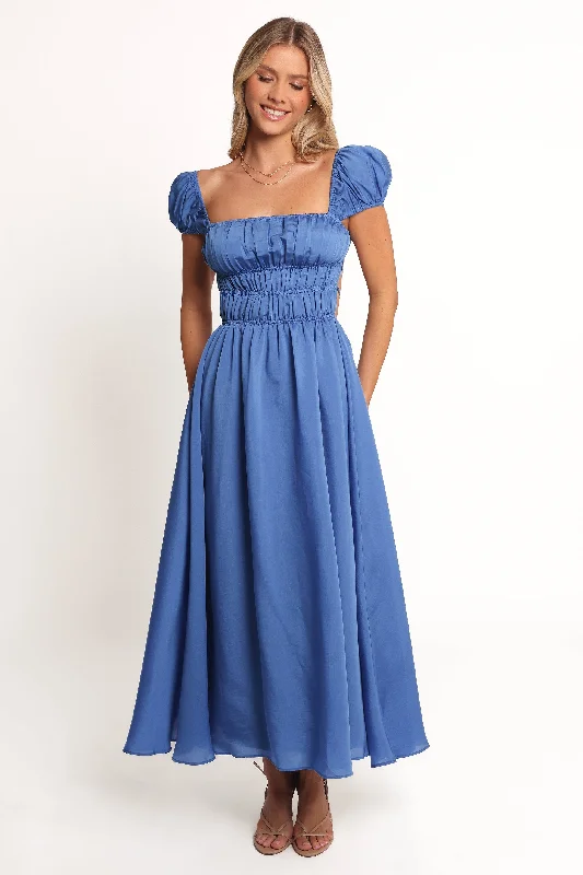 Glamorous gold dresses for evening parties -Vienne Maxi Dress - Cobalt