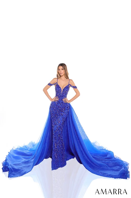 formal dresses for cruise vacations in wrinkle-resistant fabric --Cold Shoulder Overskirt Gown by Amarra 88447 formal dresses for cruise vacations in wrinkle-resistant fabric --Cold Shoulder Overskirt Gown by Amarra 88447