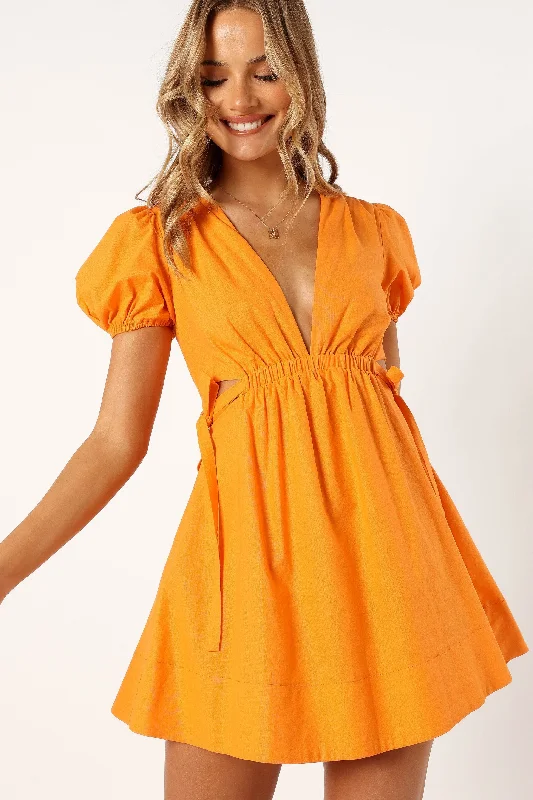 Spring dresses with high-low hems for a modern look -Sachie Cut Out Mini Dress - Orange Spring dresses with high-low hems for a modern look -Sachie Cut Out Mini Dress - Orange