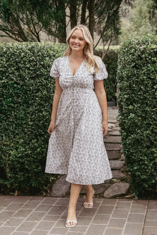 Comfortable spring dresses for school days -Logen Floral Midi Dress - Parisian Bloom