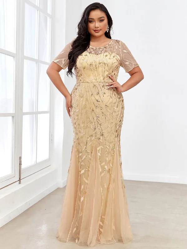 Best cocktail dresses for summer parties -Plus Size Women's Floral Sequin Fishtail Tulle Dresses for Party Best cocktail dresses for summer parties -Plus Size Women's Floral Sequin Fishtail Tulle Dresses for Party