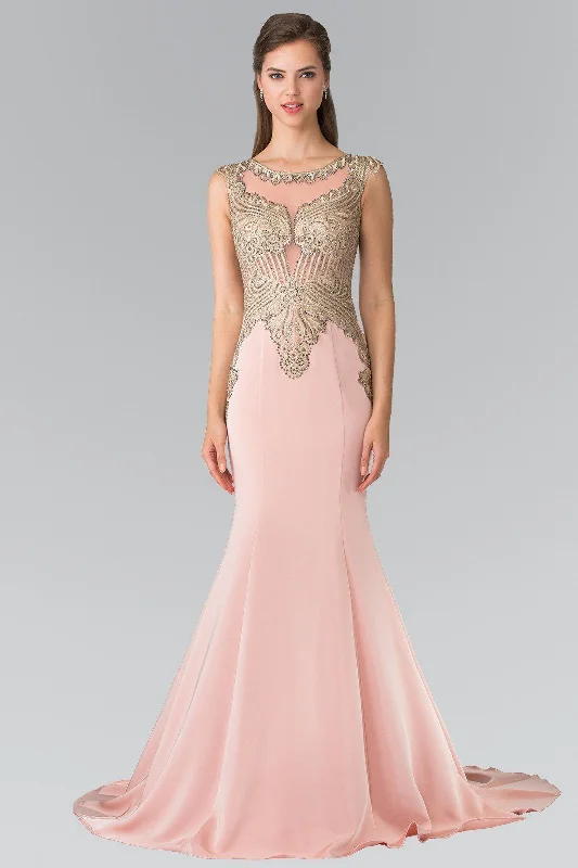 Trendy wedding guest dresses for weddings in tropical climates -Sleeveless Embroidered Illusion Gown by Elizabeth K GL1461 Trendy wedding guest dresses for weddings in tropical climates -Sleeveless Embroidered Illusion Gown by Elizabeth K GL1461