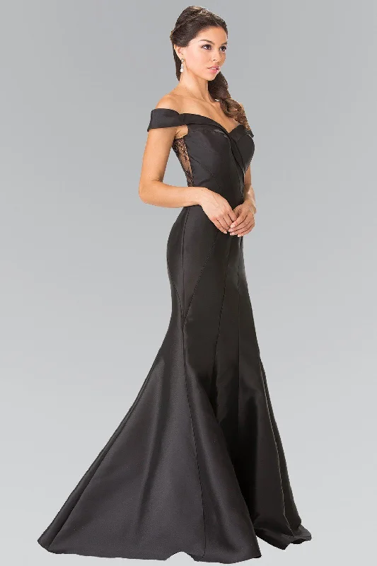 cocktail dresses with sequin skirts for party nights --Long Off The Shoulder Dress with Sheer Lace Back by Elizabeth K GL2213 cocktail dresses with sequin skirts for party nights --Long Off The Shoulder Dress with Sheer Lace Back by Elizabeth K GL2213