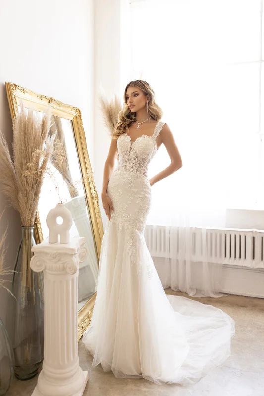 Wedding guest dresses with lace sleeves for added charm -Tulle Lace Mermaid Bridal Gown by Abby Lane 97187 Wedding guest dresses with lace sleeves for added charm -Tulle Lace Mermaid Bridal Gown by Abby Lane 97187