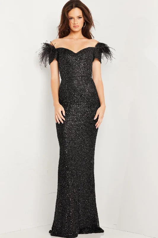 formal dresses with lace necklines for feminine touch --Sequin Feather Fitted Short Sleeve Gown by Jovani 37562 formal dresses with lace necklines for feminine touch --Sequin Feather Fitted Short Sleeve Gown by Jovani 37562
