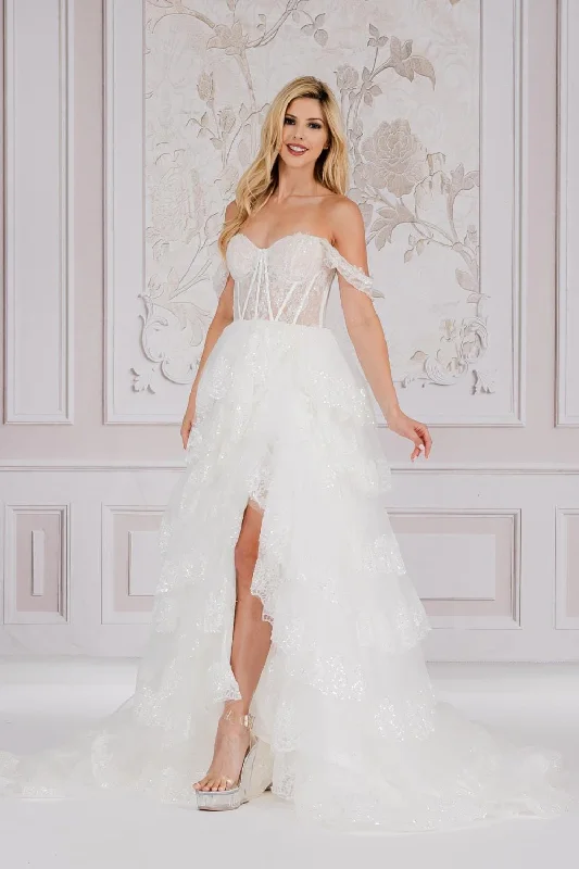 How to choose wedding guest dresses for a formal ceremony -Off Shoulder Corset Layered Gown by Amelia Couture TM1012 How to choose wedding guest dresses for a formal ceremony -Off Shoulder Corset Layered Gown by Amelia Couture TM1012