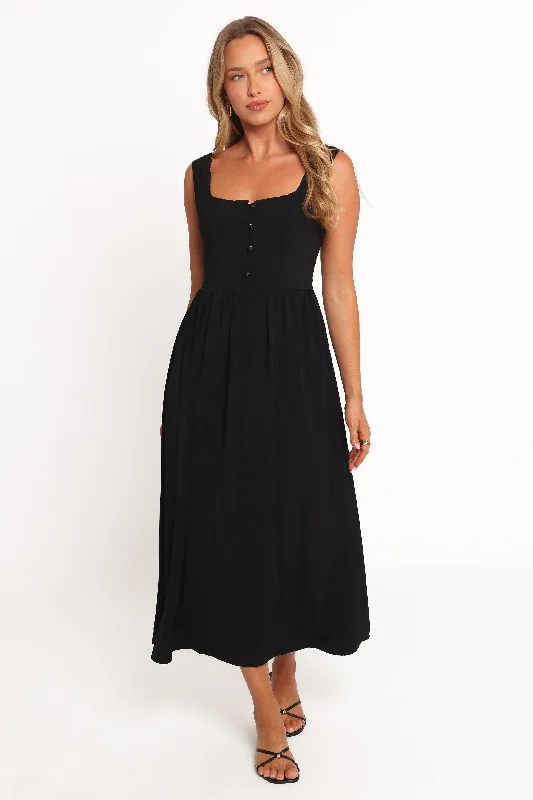 Spring dresses for beach weddings with airy fabrics -Melrose Midi Dress - Black