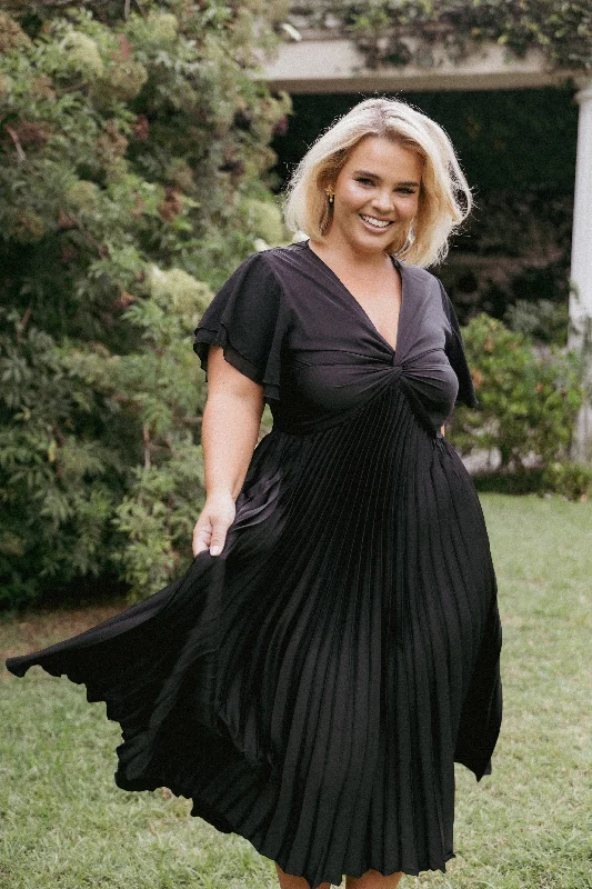Graduation dresses with sequins for a sparkly effect -Nova Flutter Sleeve Dress - Black Graduation dresses with sequins for a sparkly effect -Nova Flutter Sleeve Dress - Black