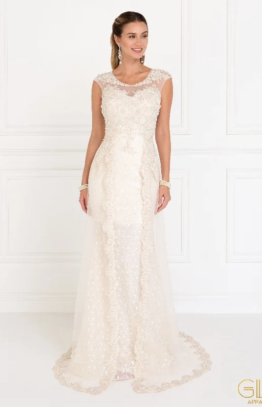 Affordable but high-quality wedding guest dresses for every budget -Embroidered Long Cap Sleeve Lace Dress by Elizabeth K GL1539 Affordable but high-quality wedding guest dresses for every budget -Embroidered Long Cap Sleeve Lace Dress by Elizabeth K GL1539