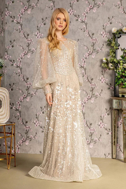 Wedding guest dresses for grand ballroom weddings -Embellished Puff Sleeve A-line Gown by GLS Gloria GL3497 Wedding guest dresses for grand ballroom weddings -Embellished Puff Sleeve A-line Gown by GLS Gloria GL3497
