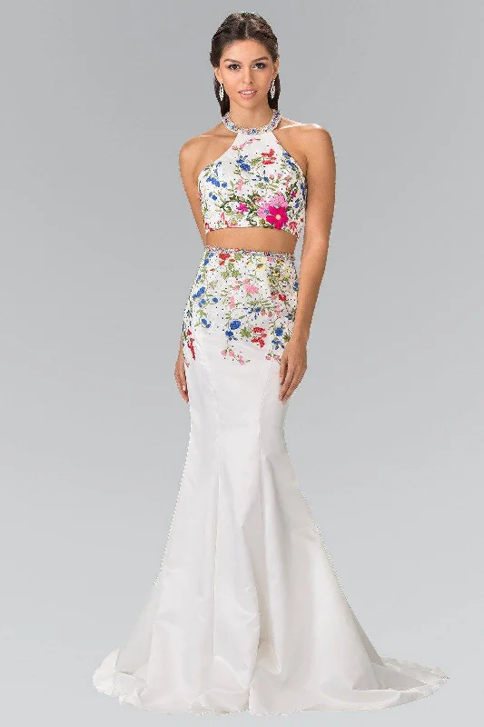 cocktail dresses with wrap fronts for flattering shapes --Long Two-Piece Floral Embroidered Dress by Elizabeth K GL2260 cocktail dresses with wrap fronts for flattering shapes --Long Two-Piece Floral Embroidered Dress by Elizabeth K GL2260