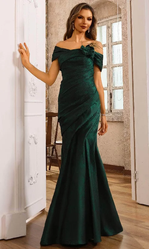 Terani Couture 251M4437 - Ruched Jacquard Mermaid Evening Dress