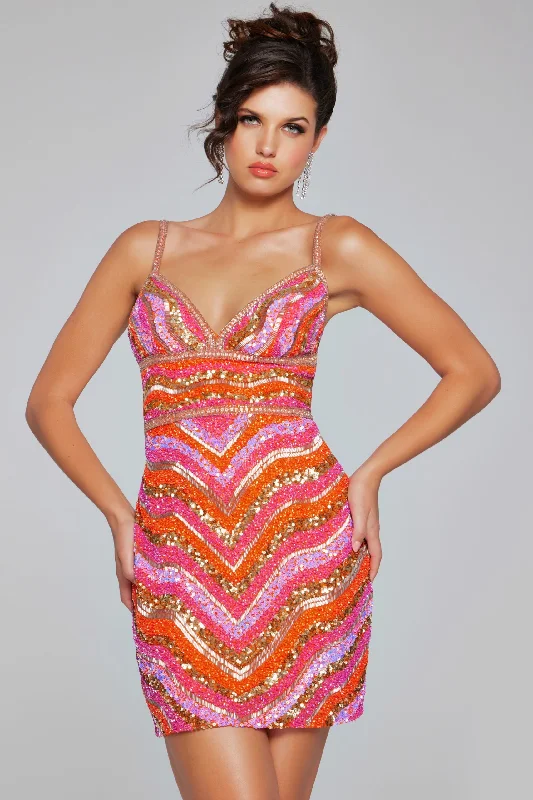 Trendy leather party dresses for a bold look -Beaded Fitted Short Sleeveless Dress by Jovani 39903 Trendy leather party dresses for a bold look -Beaded Fitted Short Sleeveless Dress by Jovani 39903
