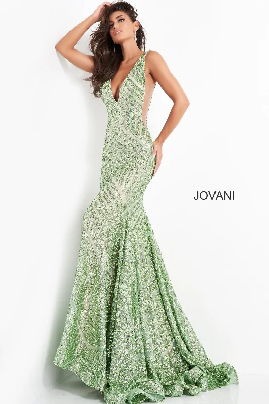 cocktail dresses with wrap skirts for adjustable fit --Sequin Fitted Sleeveless Gown by Jovani 59762