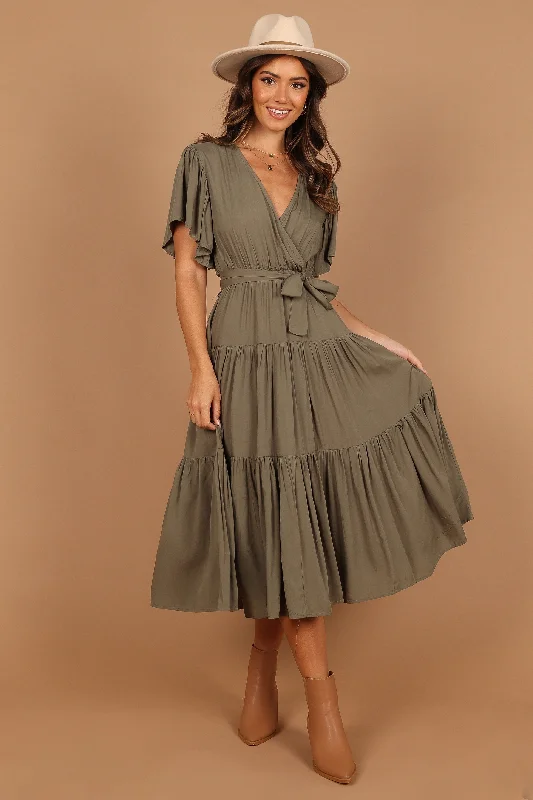 Spring dresses for bridesmaids with modern cuts -Barker Dress - Olive