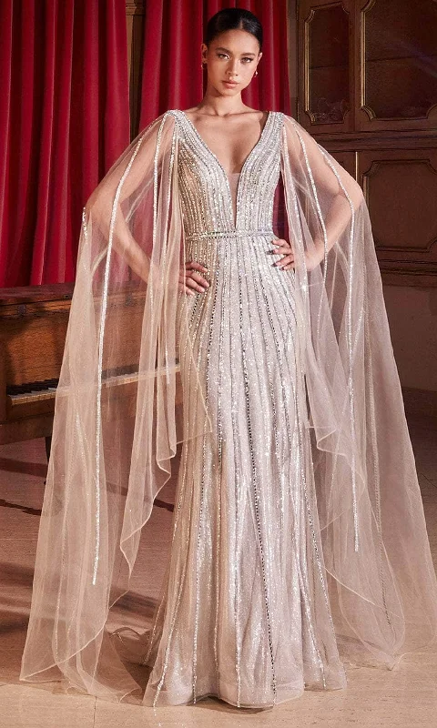 Ladivine CD865 - Rhinestone Embellished Plunging V-Neck Prom Gown