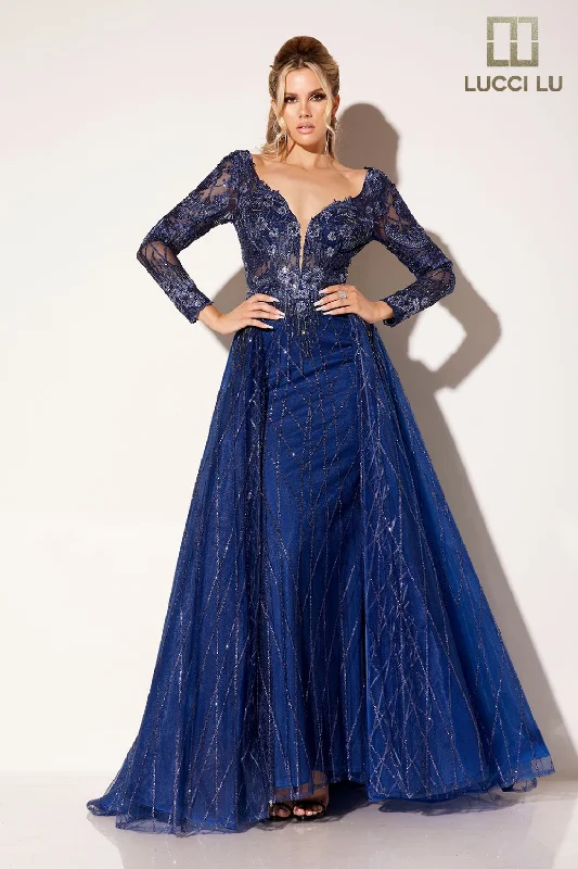 sleeveless cocktail dresses in satin fabric for summer nights --Embroidered Long Sleeve A-line Gown by Lucci Lu C8076 sleeveless cocktail dresses in satin fabric for summer nights --Embroidered Long Sleeve A-line Gown by Lucci Lu C8076
