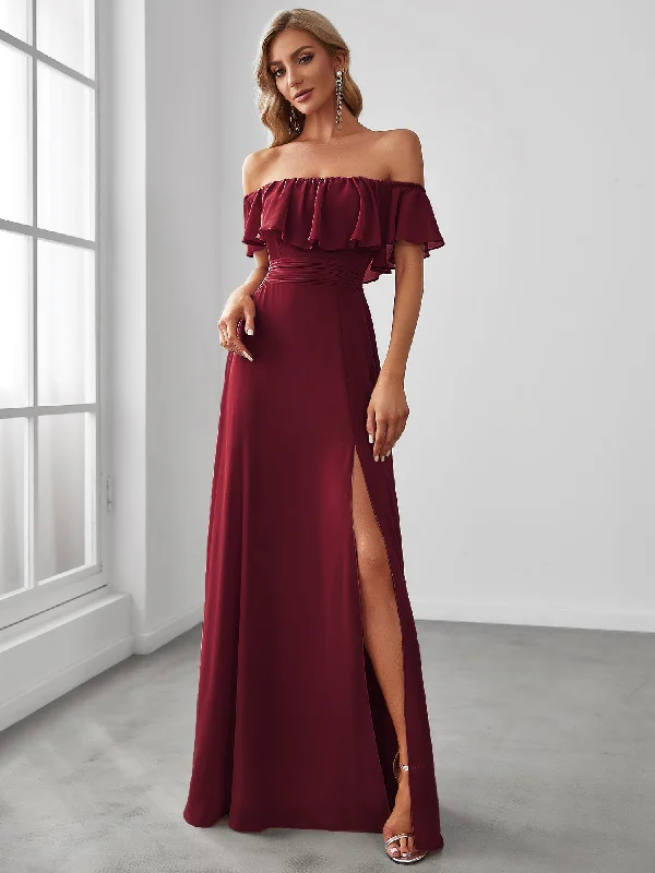 Glamorous sequin dresses for night parties -Off Shoulder Side Split Wholesale Bridesmaid Dresses Glamorous sequin dresses for night parties -Off Shoulder Side Split Wholesale Bridesmaid Dresses