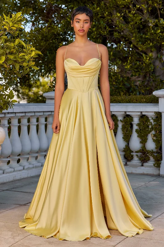 bridesmaid dresses with adjustable straps for comfort --Satin Cowl A-line Slit Gown by Ladivine 7481 bridesmaid dresses with adjustable straps for comfort --Satin Cowl A-line Slit Gown by Ladivine 7481