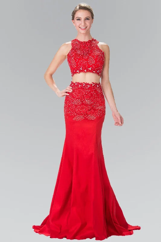 Wedding guest dresses with delicate lace trim for a feminine touch -Long Two-Piece Dress with Lace Embroidery by Elizabeth K GL2291 Wedding guest dresses with delicate lace trim for a feminine touch -Long Two-Piece Dress with Lace Embroidery by Elizabeth K GL2291