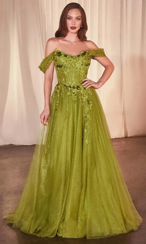 Ladivine CD799 - Embroidered Glitter A-Line Prom Dress