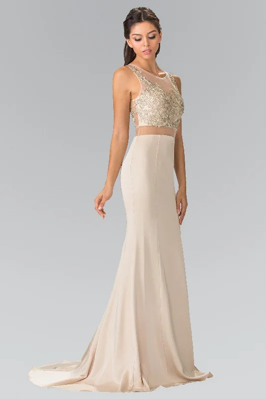 cocktail dresses with tiered skirts for playful movement --Mock Two-Piece Dress with Embroidered Illusion Top by Elizabeth K GL2247