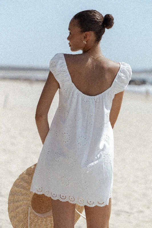 Affordable graduation dresses with elegant details -Pammy Mini Dress - White