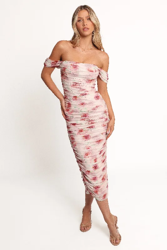 cocktail dresses with wrap skirts for adjustable fit --Cyra Midi Dress - Rose