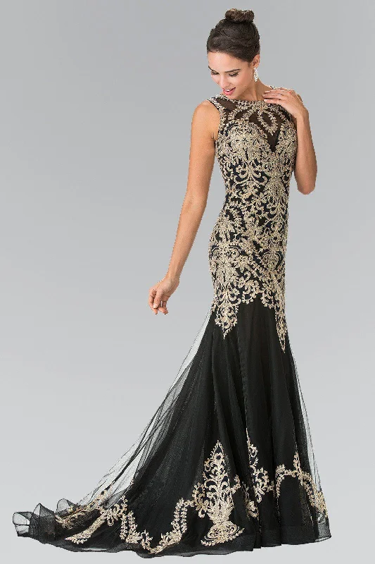 cocktail dresses with lace backs for intricate detail --Sleeveless Embroidered Dress with Small Train by Elizabeth K GL2307 cocktail dresses with lace backs for intricate detail --Sleeveless Embroidered Dress with Small Train by Elizabeth K GL2307