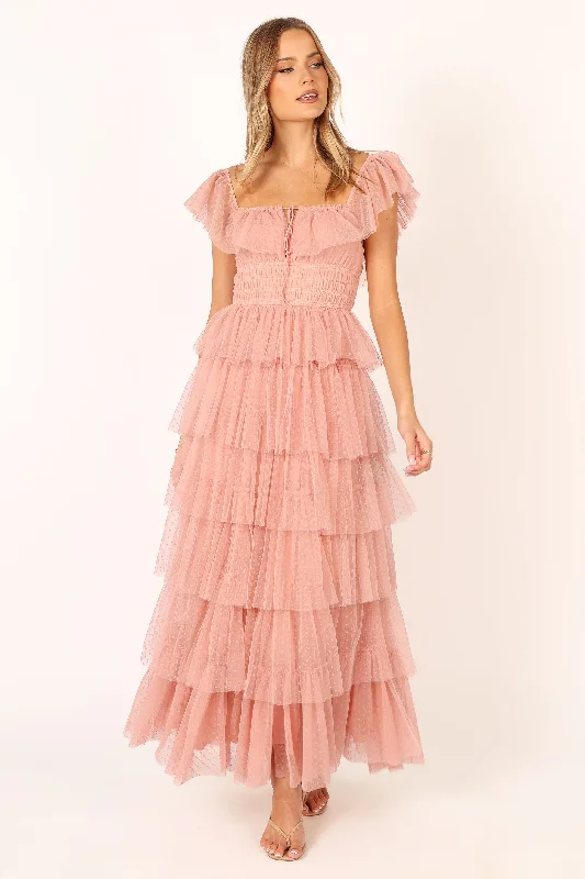 formal dresses for bridesmaids in matching pastel colors --Belle Maxi Dress - Blush formal dresses for bridesmaids in matching pastel colors --Belle Maxi Dress - Blush