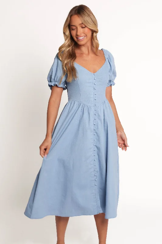 Spring dresses for sunny days with cool fabrics -Serenade Midi Dress - Blue