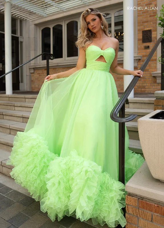 formal dresses for business galas with sleek designs --Organza Strapless Ruffled Gown by Rachel Allan 70820 formal dresses for business galas with sleek designs --Organza Strapless Ruffled Gown by Rachel Allan 70820