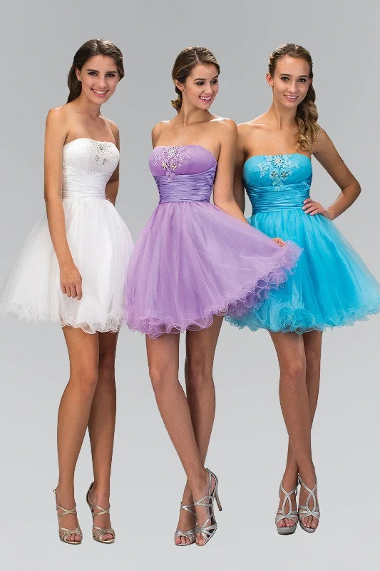 Graduation dresses with soft pastel colors for a fresh look -Short Ruffled Dress with Pleated Waistband by Elizabeth K GS1350 Graduation dresses with soft pastel colors for a fresh look -Short Ruffled Dress with Pleated Waistband by Elizabeth K GS1350